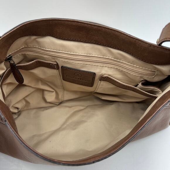 Cole Haan Sierra Lazer Cut Saddle Bag Crossbody Leather Brown - Picture 4 of 12